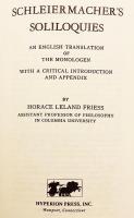 【英語洋書】 シュライアマハーの独白：『独白』英訳、批判的序論および付録付き 『Schleiermacher's soliloquies : an English translation of the Monologen, with a critical introduction and appendix』