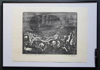 黒崎彰 最初期木版画 カタログレゾネNo.1『主よわれらを悪より救いたまえ(Libera nos a malo)』限定10部