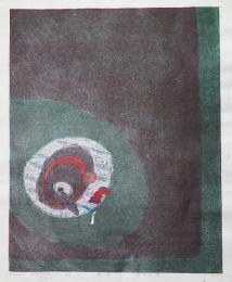 萩原英雄 木版画(両面刷り)『悪の華 沼に咲く花』 限定30部