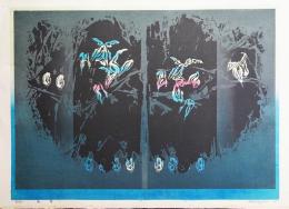 黒崎彰 初期作品 大判木版画『哀華4』 Ed.25の内,No.2　
