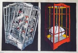 河内成幸 大英博物館所蔵作 大判木版画(凸凹摺り)『Give up Ⅳ』限定30部