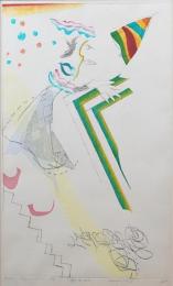 萩原英雄 大判木版画『道化師 No.2 (Clown)』 限定50部