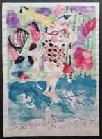 萩原英雄 木版画『悲しきピエロ(Grieving Pierrot)』20世紀シリーズ Ed.30の内,No.1 