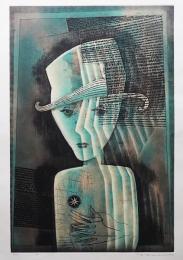 深沢幸雄 佐倉市立美術館所蔵作 大判色彩銅版画『印象(美しい若者)』限定75部