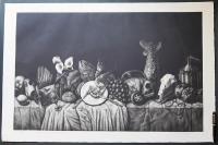 坂爪厚生 メゾチント 大判銅版画『晩餐のテーブルⅡ-視線のゆらぎがもの達の在り様を変貌させる』 限定15部 