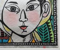 儀間比呂志 木版画『市場へ』
