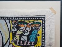 儀間比呂志 木版画『市場へ』