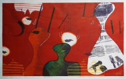 萩原英雄 木版画『影法師 No.1 (Shadow)』 限定50部