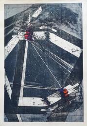 河内成幸 大英博物館所蔵作 大判木版画(凸凹摺り)『加速夢Ⅳ』限定35部 作家保存版