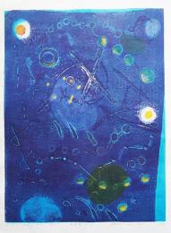 萩原英雄 木版画『星月夜 No.15 (Starlit night)』Ed.50の内,No.1