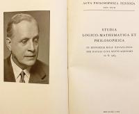 【英語・ドイツ語洋書】 数学者 ロルフ・ネヴァンリンナ70歳記念論集 論理・数学および哲学研究 (1965年10月22日) 『Studia logico-mathematica et philosophica in honorem Rolf Nevanlinna die natali eius septuagesimo 22.10.1965』　●Acta philosophica Fennica, 18