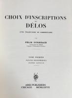 フランス語・ギリシア語洋書 デロス島碑文選集 第1巻 【Choix d'inscription de Délos Tome1】
