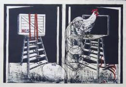 河内成幸 大英博物館所蔵作 大判木版画(凸凹摺り)『Give up Ⅱ』限定30部