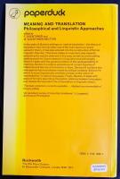 英語洋書 意味と翻訳：哲学的・言語学的アプローチ 【Meaning and Translation: Philosophical and Linguistic Approaches】