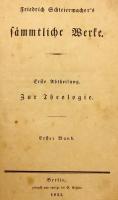 【ドイツ語 ひげ文字洋書】 神学 (シュライアマハー全集) 『Zur Theologie』　1843年刊