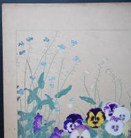 土屋楽山 木版画 洋草花譜『Pansy(パンジー)/ Myosotis(ミヨソチス)』