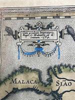 原版アジア地図 一枚 中国日本有　西文最古中国地図 1584-1585年 オルテリウス 『世界の劇場』から ラテン語初版か 万里の長城ほか収入 古額付