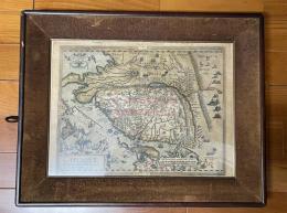 原版アジア地図 一枚 中国日本有　西文最古中国地図 1584-1585年 オルテリウス 『世界の劇場』から ラテン語初版か 万里の長城ほか収入 古額付