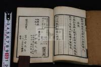 明治大家絶句 明13年刊本 木板摺帙入4冊揃 本田成之旧蔵 先生は旧蔵者の印鑑を消す癖が有り　書せんに「大家」を朱筆で「小家」に訂正