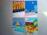 京都美観　絵葉書　伊藤仁三郎　画　　8枚(10枚組揃いの内2枚欠け)
