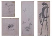 尾形光琳関係資料／下絵画稿／光琳、寂明署名あり／新発見／光琳は元禄七年には法橋だった！／図版28枚／書付等5点