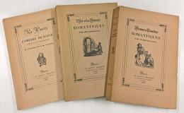 Clouzot & Valensi: Le Paris de la Comédie Humaine. (Balzac et ses fournisseurs.); Bouteron, Marcel: Muses Romantiques; Bertaut, Jules: Villégiatures Romantiques; Bouteron, Marcel: Danse et Musique romantiques; Jarry, Paul: Etudiants et Grisettes Romantiques; Lamartine, A. de: Portraits et Salons Romantiqes; Rosenthal Léon: L'Art et les Artistes Romantiques; Clement-Janin: Drames et Comédies Romantiques.　〈ロマン主義〉シリーズ 全8冊