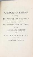 Observations sur le Precis du Plan de la Reunion des Postes aux Chevaux aux Messageries　アラレイによって国民会議に提出された「郵便と駅馬車、逓送業務の合併構想概要」について