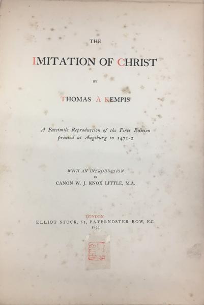 1886, The Imitation of Christ in Four Books by Thomas A