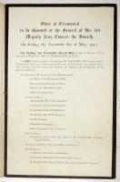 エドワード7世葬儀式次第　Ceremonial to be Observed at the Funeral of His Late Majesty King Edward the Seventh of Blessed Memory. May 20th, 1910.