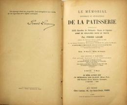 Le mémorial historique et géographique de la pâtisserie.　ラカン：菓子作りに関する歴史・地理的回想録