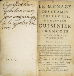 Le menage des champs et de la ville, ou nouveau cuisinier francois accommode au gout de temps.　地方と都市の家政