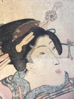 香蝶楼国貞画　美人画　芝明神前丸清板