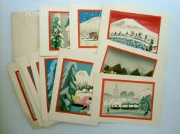 手摺り木版　クリスマスカード　6種12枚　未使用
