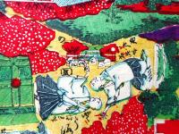 玩具絵　極新板切組灯篭二人道成寺圖