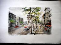 Gabrielle Ardant 　リトグラフ　パリ風景
