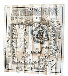 大阪城之旧図　冬陣東西両軍配備概況記入　79×70.5センチ