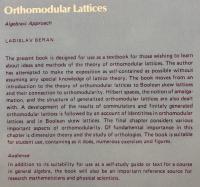 【数学洋書】Orthomodular Lattices