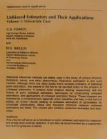 【数学洋書】Unbiased Estimators and Their Applications　Volume1・2