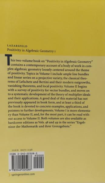 数学洋書】Positivity in Algebraic GeometryⅠⅡ(Robert Lazarsfeld