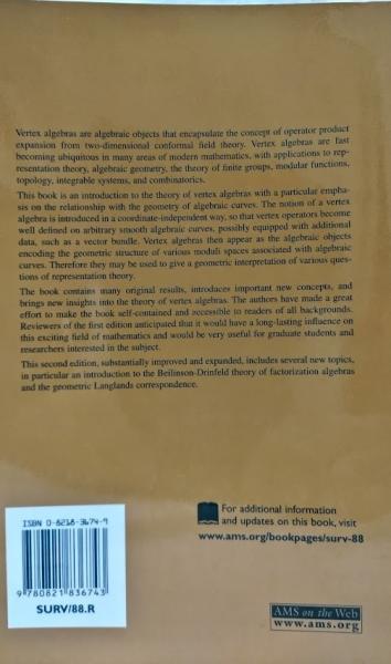 数学洋書】Vertex Algebras And Algebraic Curves Second Edition