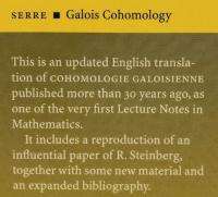 数学洋書】Galois Cohomology(Jean-Pierre Serre) / 古本、中古本、古