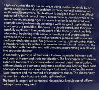 【経済学洋書】Optimal Control Theory and Static Optimization in Economics