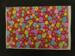 2  ６　千代紙　１２　花文様　赤　版元不明　木版彩色刷約４０×２７㎝　木版画　図版