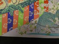 2  ６　千代紙　１１　桜紅葉　　版元不明　木版彩色刷約４０×２７㎝　木版画　図版