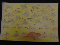 2  ６　江戸千代紙　２５　鶴　いせ辰版　約37.5×26㎝　木版画　図案