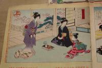 5　5　教草女礼寿語六　牧金之助　木版彩色刷　約72×49㎝(貼出部分除く)