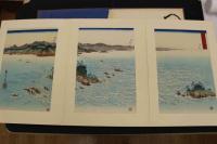 5　5　複製木版画　阿波鳴門之風景　版元高見澤　木版彩色刷　約41×27㎝　3枚続　帙入