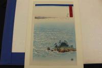 5　5　複製木版画　阿波鳴門之風景　版元高見澤　木版彩色刷　約41×27㎝　3枚続　帙入