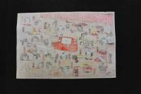 5　5　千代紙　芝居道具の図(仮題)　木版彩色刷　約26.5×39.5㎝