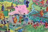 5　5　千代紙　庭園の図(仮題)　木版彩色刷　約26×39.5㎝